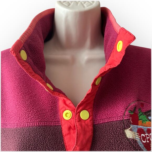 Burton Snap Collar Color Block Fleece Pullover Size M, Maroon Red - Picture 7 of 12